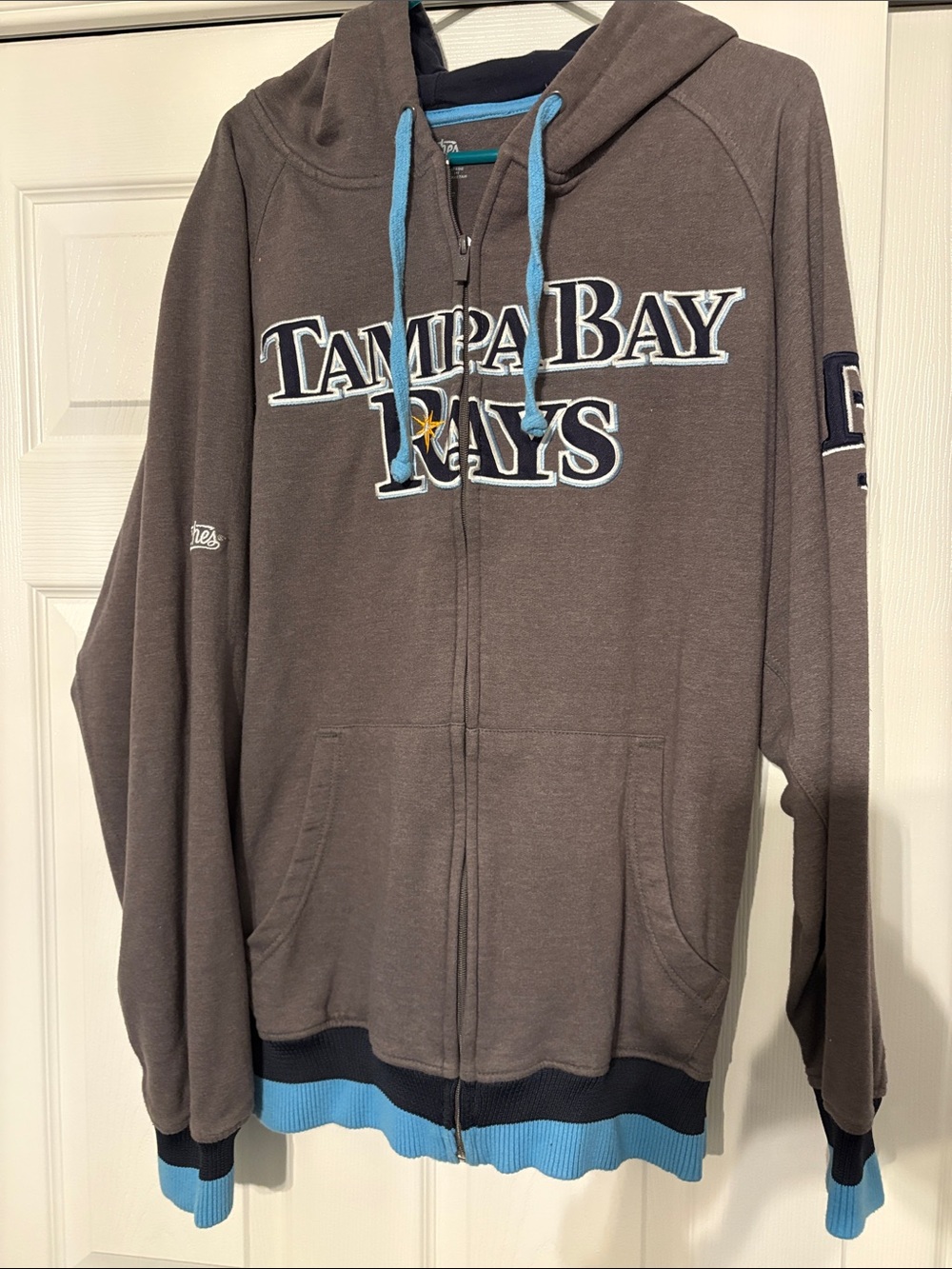 Stitches Tampa Bay Rays Brown Zip Hoodie with Light Blue Accents